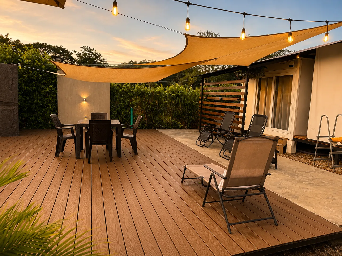 Deck y cocina exterior de Villas Nativa