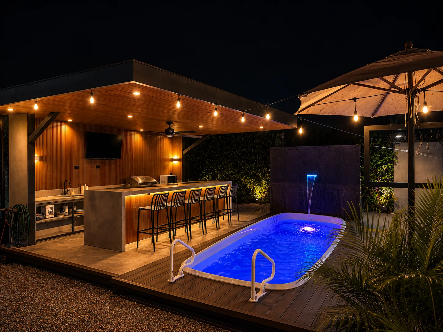 Piscina y bar compartidos de Villas Nativa